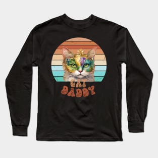 Cat Daddy Black Cat Vintage Eighties Style Cat Retro Long Sleeve T-Shirt